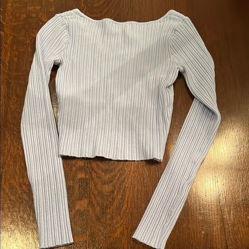 H&M Blue Ribbed Crop Top - Picture 2 of 2